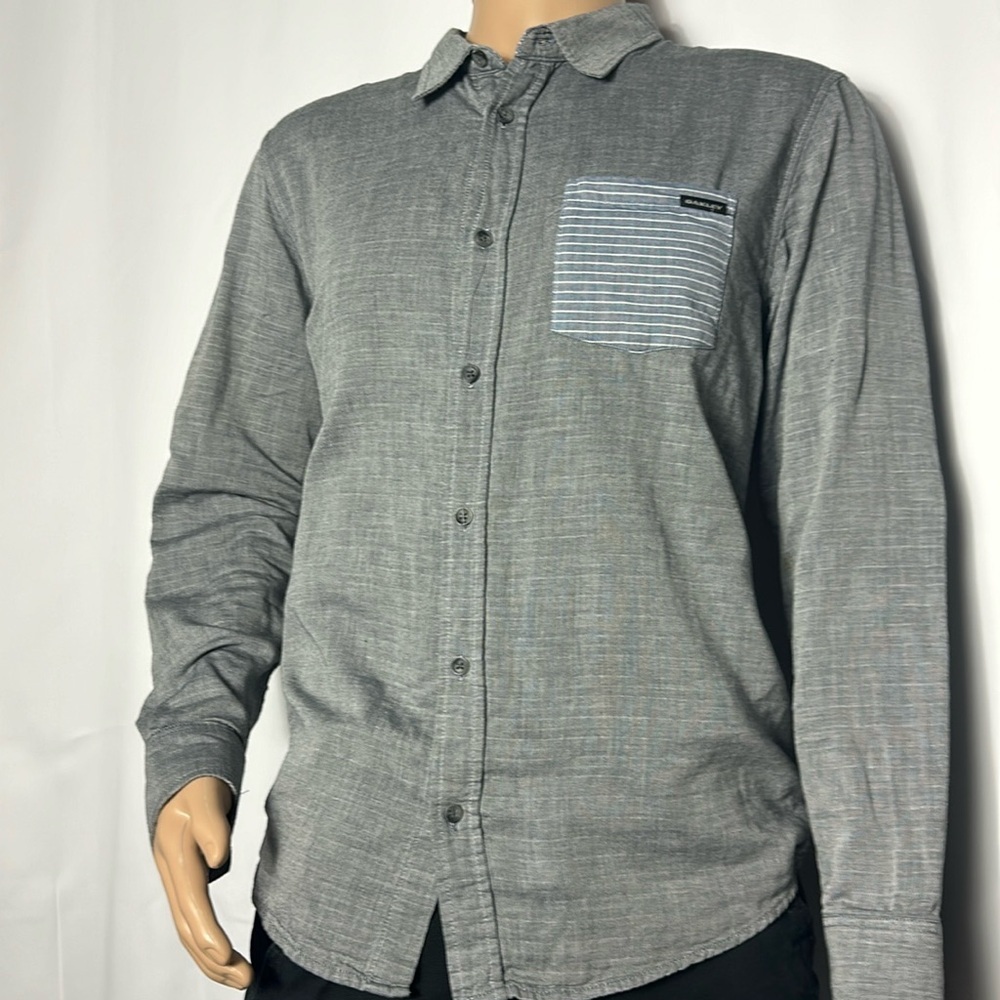 🔥 Oakley Double Lined Shirt Gray Size Large Mens Long Sleeve Button Down